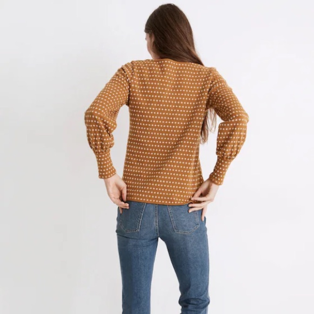Madewell Floral Jacquard Square-Neck Top Antique Gold Size Small - Picture 3 of 9
